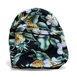 Tropical Floral Print Backpack Women Cotton Hawaii Packable